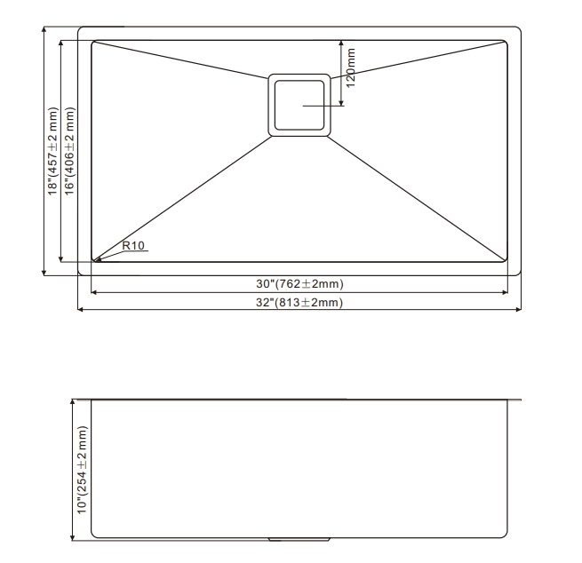 OEM HU3218S(Black) 32*18* 10 inch undermount single sink bowl Stainless Steel Kitchen Sink 