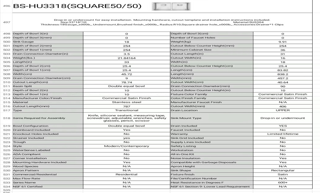 OEM HU3318H 33* 18* 10 inch undermount double sink bowl stainless steel kitchen sink 