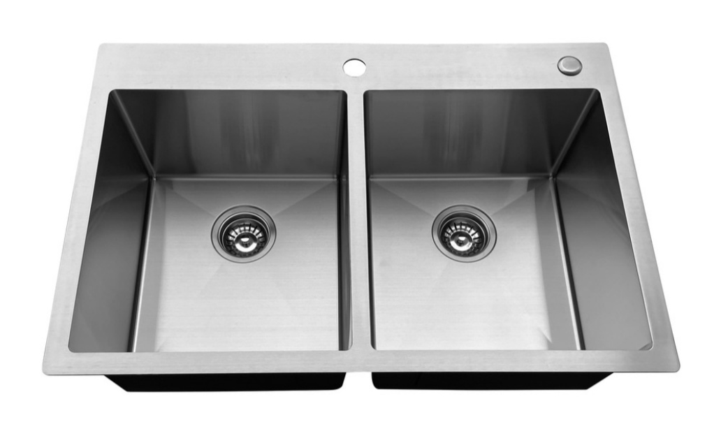 OEM HT3322H 33*22*9 inch topmount/drop-in double sink bowl stainless steel kitchen sink 