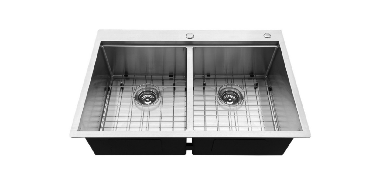 OEM 3322D 33*22*9 inch topmount/drop-in double sink bowl stainless steel workstation sink