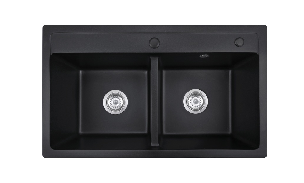 OEM BLM-GT7947D 31*19*8 inch topmount double sink bowls black quartz sink for kitchen